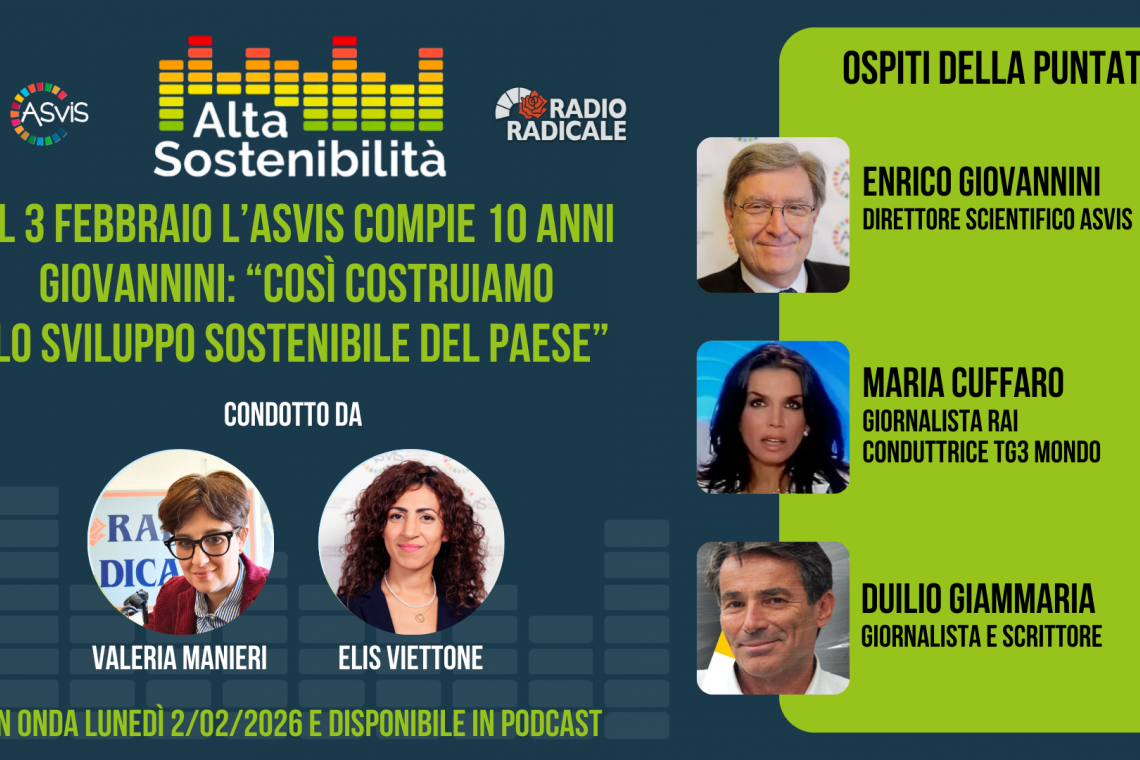Il 3 febbraio l’ASviS compie 10 anni. Giovannini: “così costruiamo lo sviluppo sostenibile del Paese”