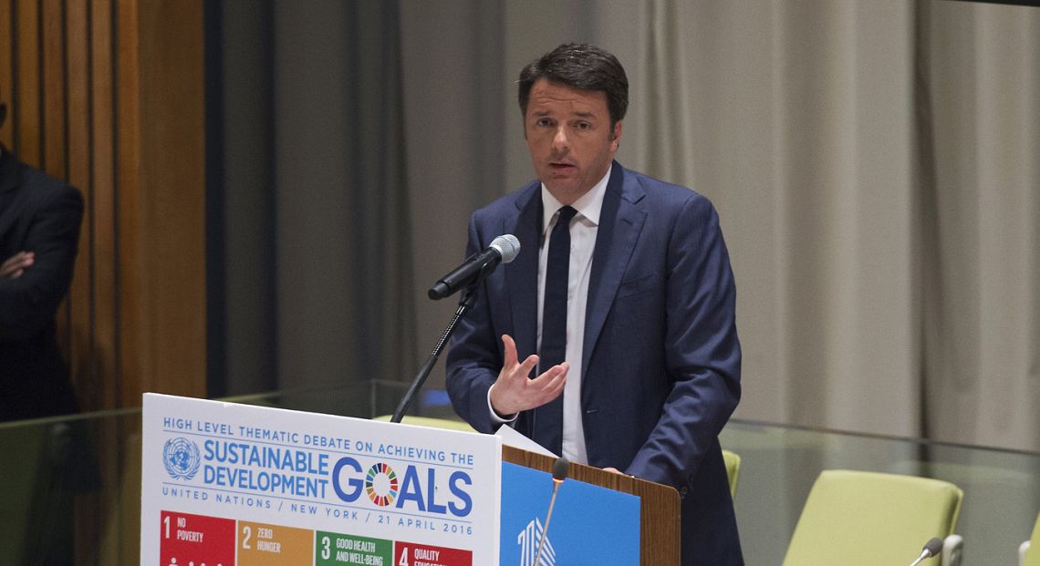 Matteo Renzi all’Onu: “Agenda 2030 opportunità per tutti di ripensare gli obiettivi delle scelte legislative ed economiche”. Si firma oggi la ratifica di Cop21, 22 aprile 2016